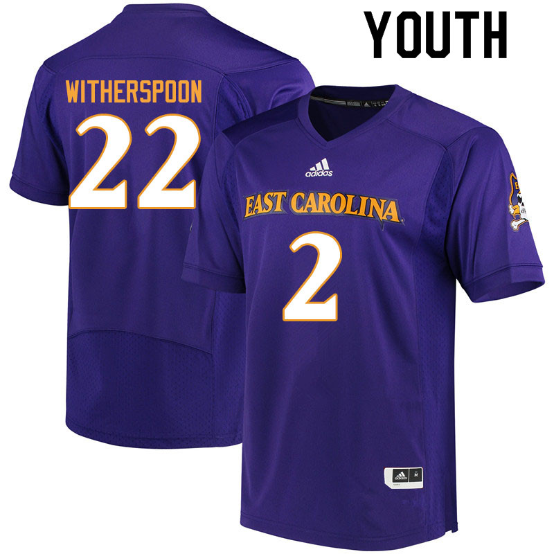 Youth #2 Michael Witherspoon ECU Pirates College Football Jerseys Sale-Purple